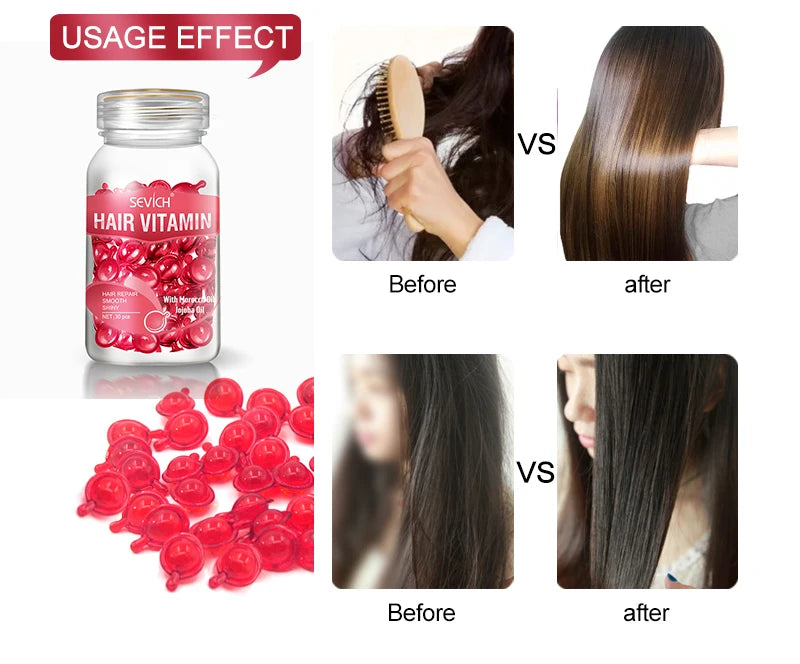 Sevich Smooth Silky Hair Vitamin Capsule Keratin Complex Oil Hair Care Repair Damaged Hair Serum Anti-Loss Moroccan Hair Oil