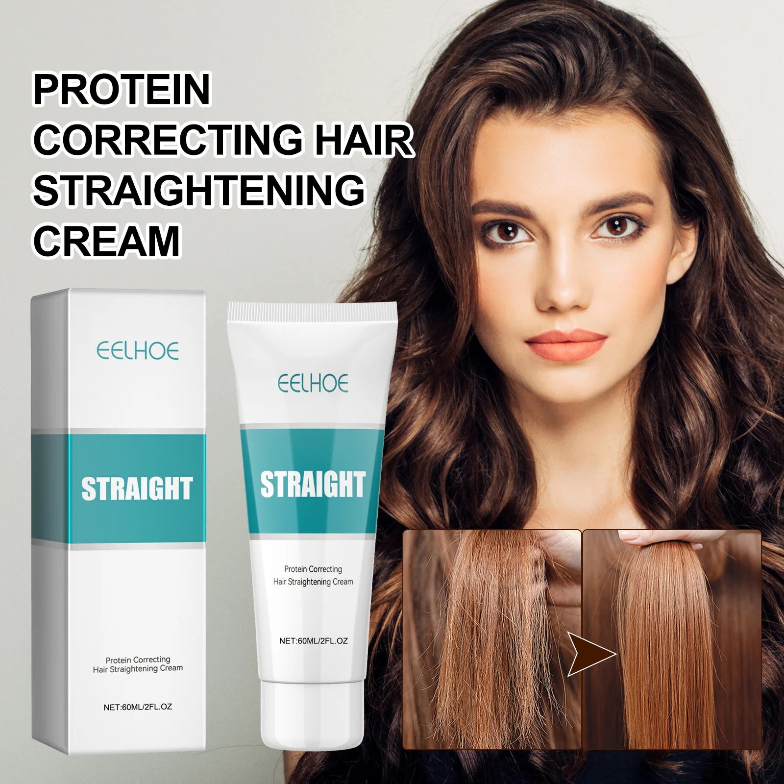 Protein Correcting Hair Straightening Cream Keratin Smoothing Hair Treatment Nourishing Repair Soften Curly Hair Conditioner Set